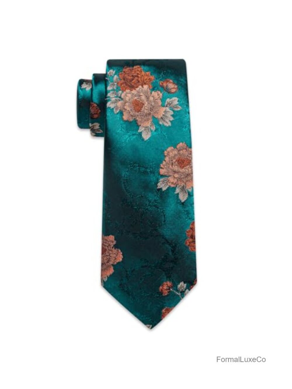 Mens Silk Tie Set Paisley Floral Necktie Pocket Square Cufflinks - Picture 4 of 6